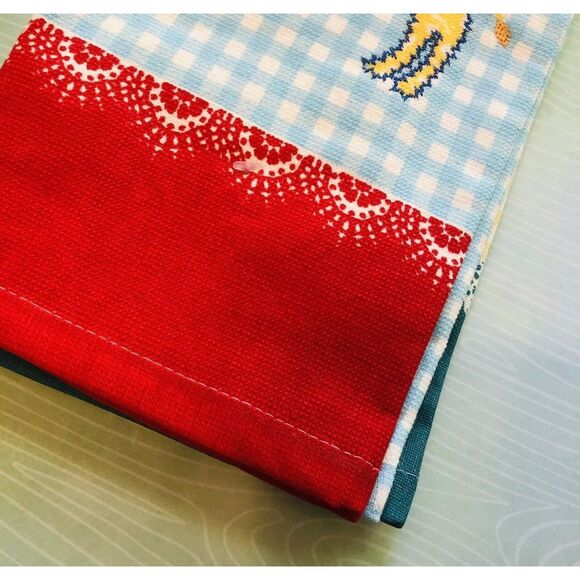 Pioneer Woman Cow Bird Kitchen Towel Set Vintage Farm Country Gingham 2pc - Picture 4 of 7